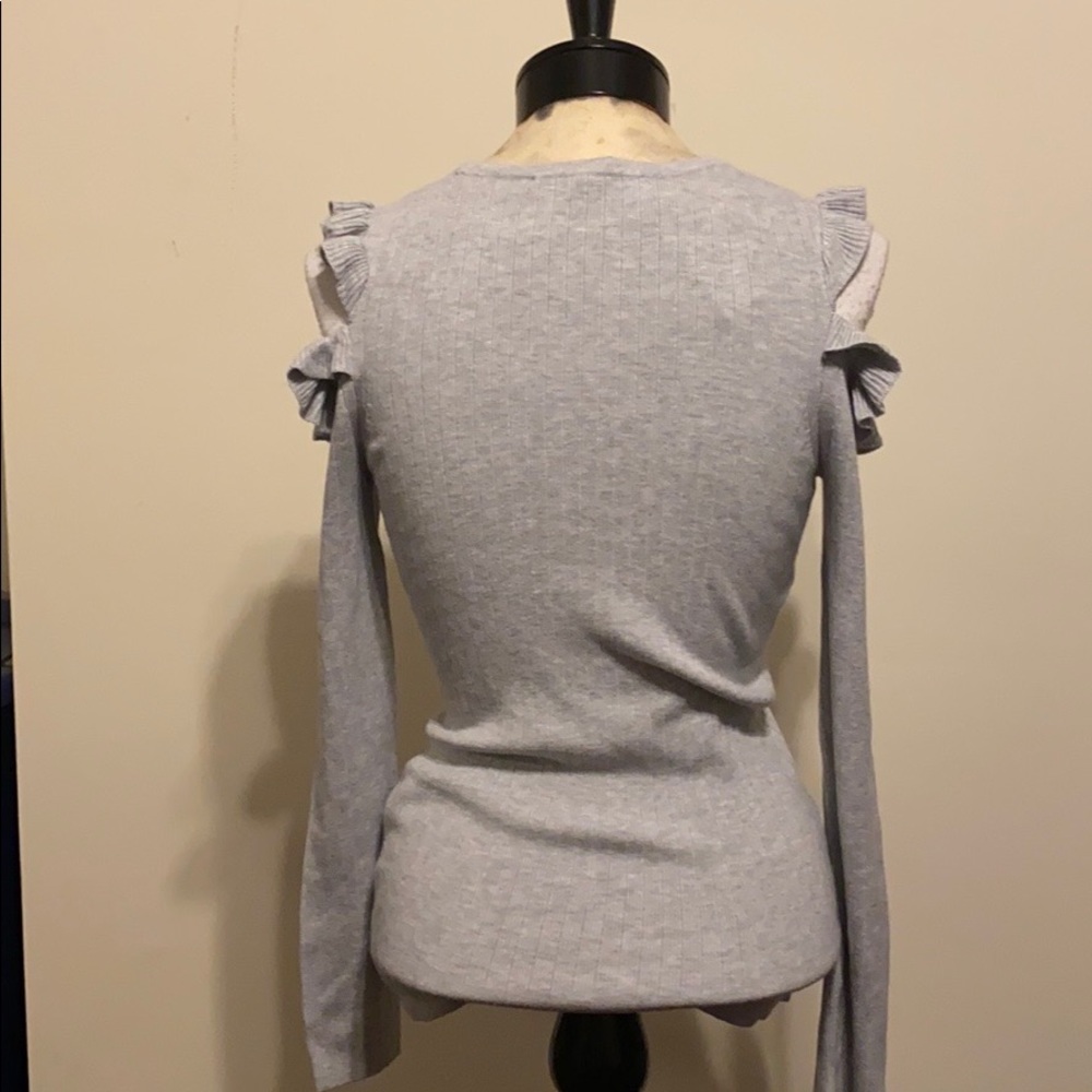 Long Sleeve Ruffle Shoulder PO Sweater - Picture 6 of 6